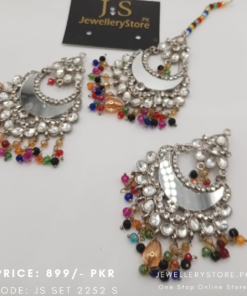 Silver Fancy Bridal Earrings and Teeka Set