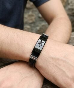 Lizard Design Men Leather Bracelet