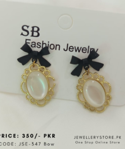 Stainless Steel Bow Design Tassel  Drop Down Earrings