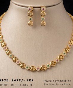 Fancy Indian Gold Plated Choker Set With Earrings