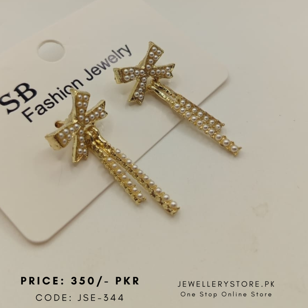bow design tassel earrings