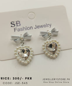 Stainless Steel Bow Heart Design Earrings