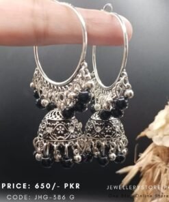 Black Bali Jhumka Earrings