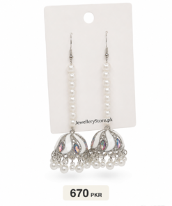 White Kashmiri Jhumka Earrings