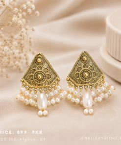 Handmade Afghani Earrings | Antique Gold Triangle Shape Earrings