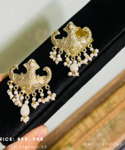 Handmade Afghani Earrings | Antique Gold Pearl Earrings