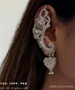Handmade Afghani Earcuff Earrings | Antique Gold Pearl Beaded Traditional Earrings