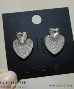 Silver Heart Zircon Heart Earrings