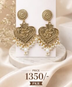 Antique Gold Chandbali Earrings with Pearl Drops