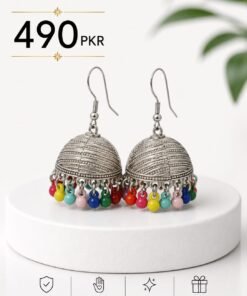 Small Silver Oxidized Jhumki