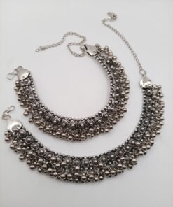 Noiseless Ghunghro Design Oxidized Anklet