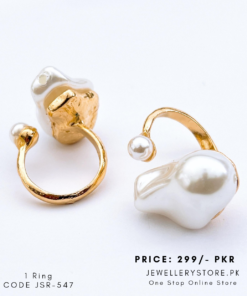 Mother of Pearl Stainless Steel Ring | Double Pearl Adjustable Statement Ring