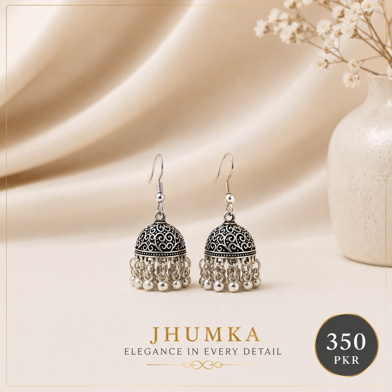 antique silver jhumka