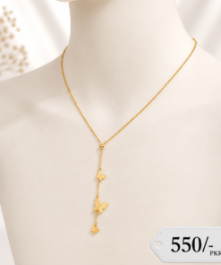 Stainless Steel Link Chain Necklace in Butterfly Design