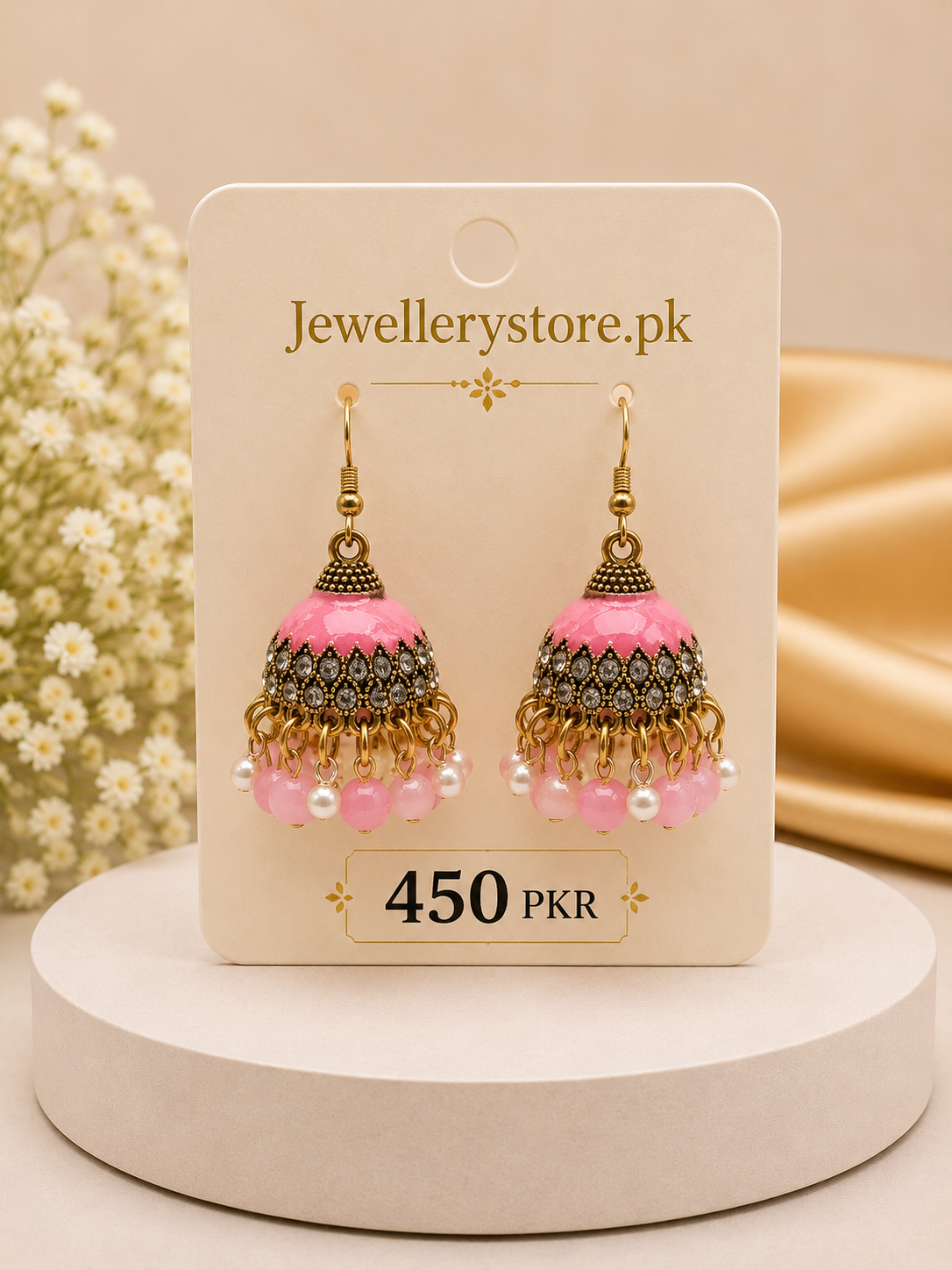 colorful jhumka pink