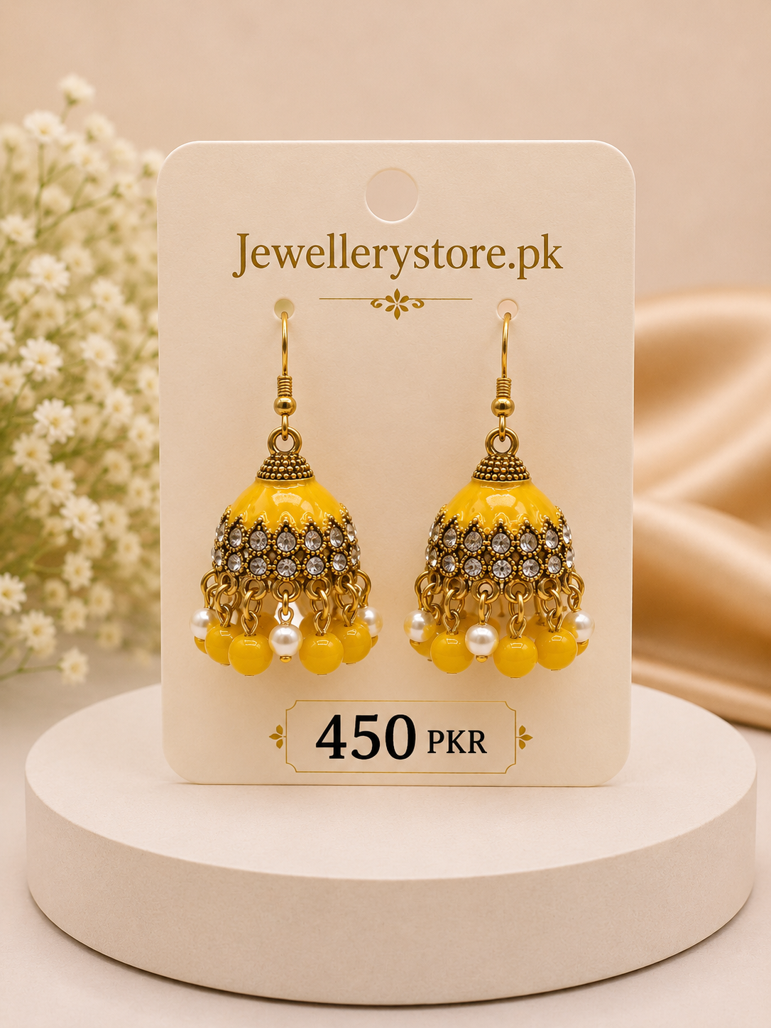 colorful jhumka yellow