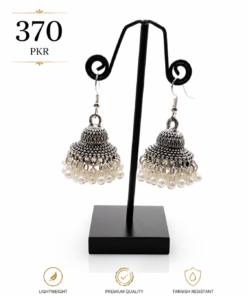 Small Silver Oxidized Jhumki Earrings