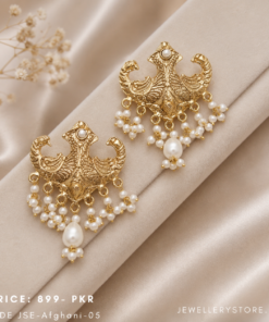 Handmade Afghani Earrings | Antique Gold Pearl Earrings