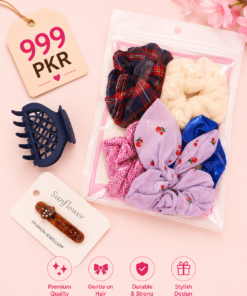Deal of 3: Scrunchies, Black Hair Claw Clip & Hair Clip