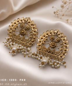 Handmade Afghani Earrings | Antique Gold Triangle Shape Earrings