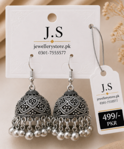 Silver Oxidized Jhumka Earrings