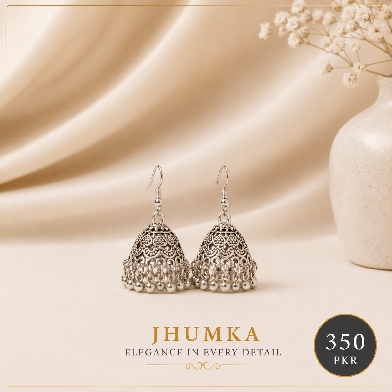 silver jhumka Earrings