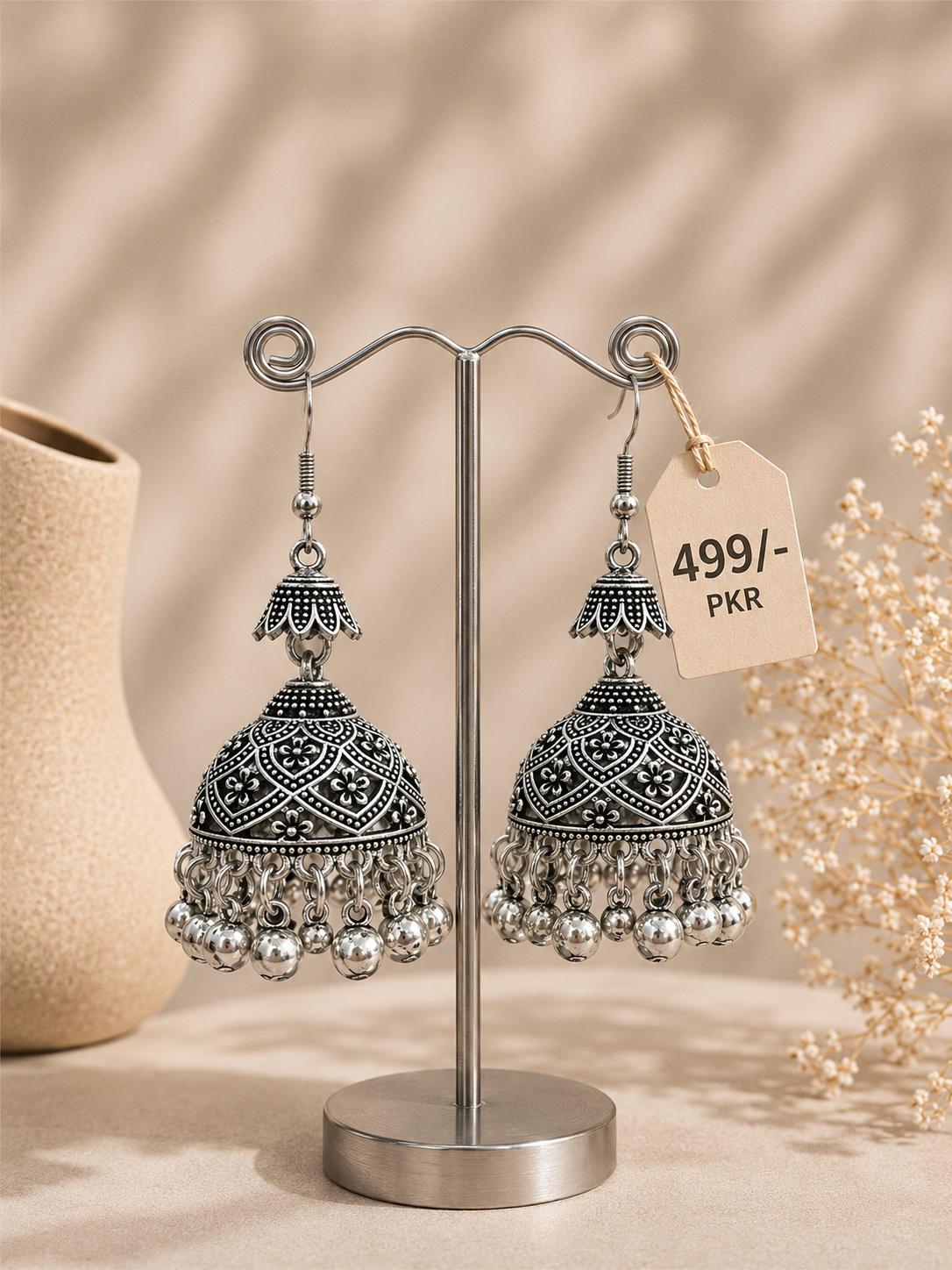 silver jhumka