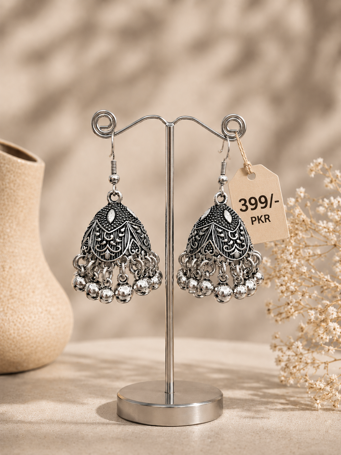silver jhumki