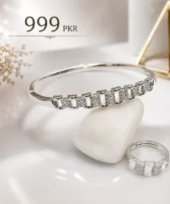 Elegant Silver Zircon Bracelet & Ring for Women