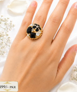 Stainless Steel Funky Ring with Stone