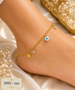 Eye Charm Stainless Steel Pazeb With Beeds