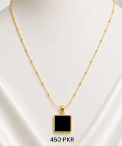 Stainless Steel Black Stone Pendant Necklace