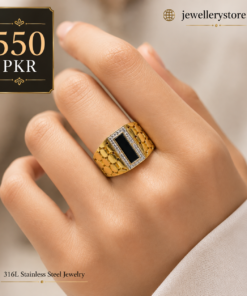 316L Stainless Steel Ring – Gold Crystal Spinner Ring (Copy)