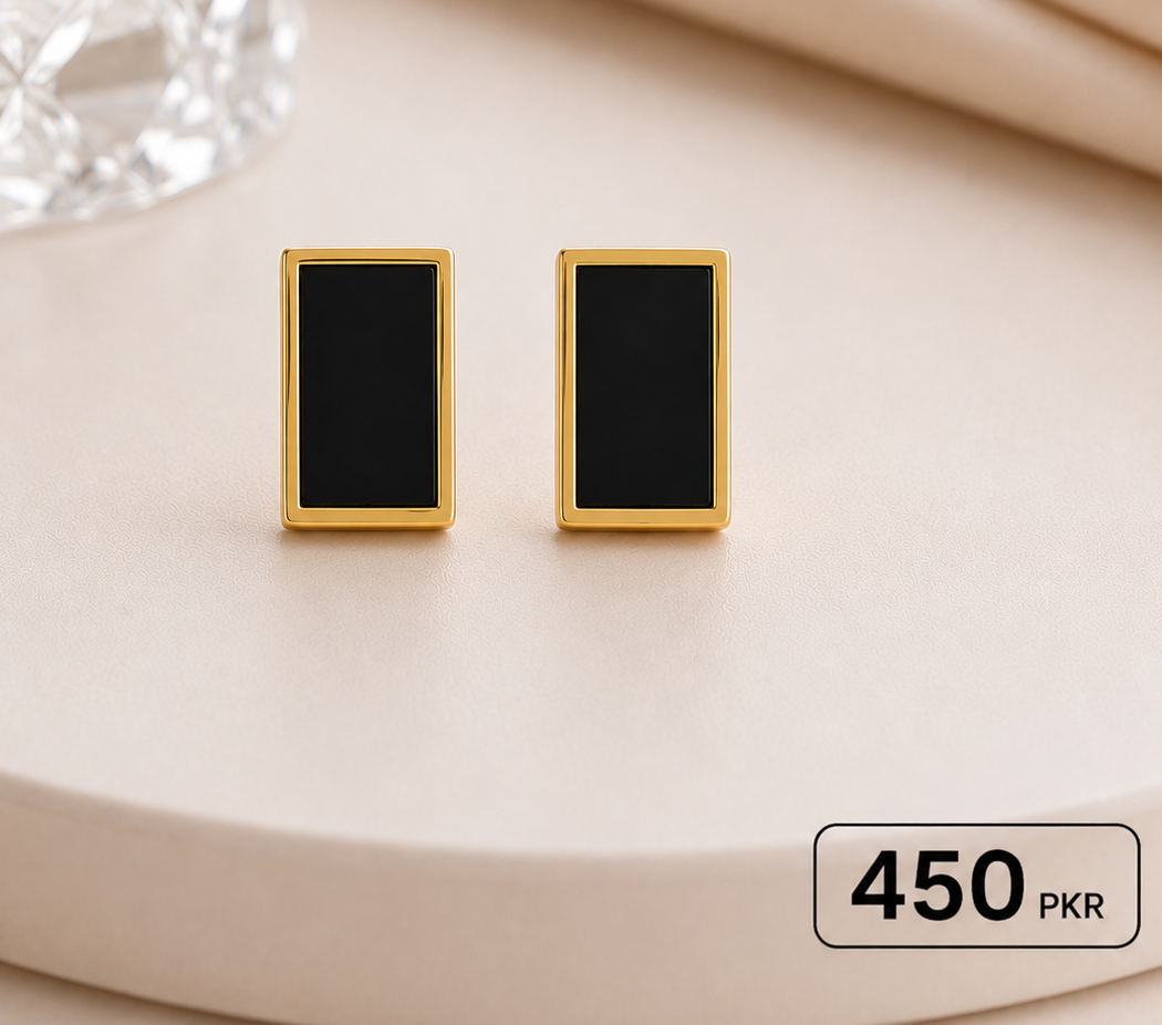 Stainless steel black stud earrings