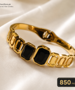 Premium 316L Stainless Steel Roman Numeral Gold Cuff Bracelet |