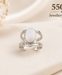 Silver Ring With White Stone 316L Stainless Steel Ring