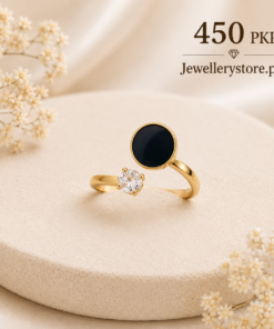 316L Stainless Steel Ring With Zircon and Black Stone