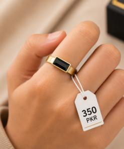 Unique Black Stone 316L Stainless Steel Ring