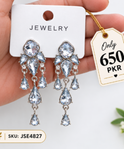 Silver Crystal Chandelier Earrings for Women