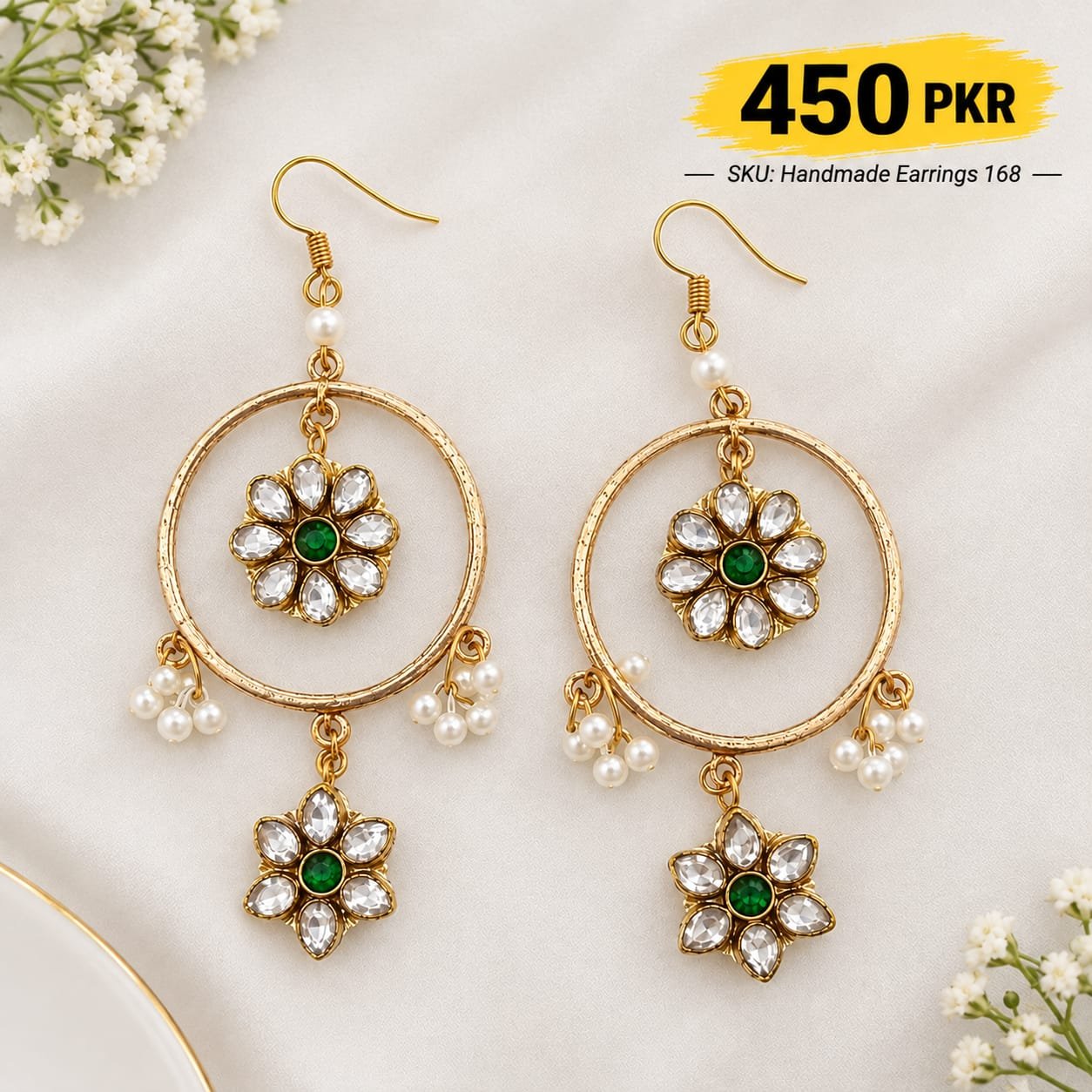 hand made kundan earrings