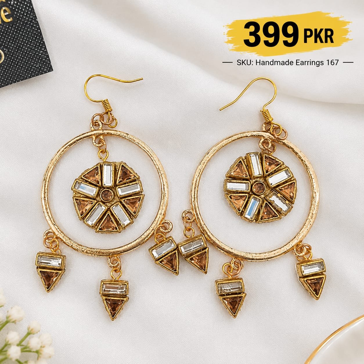 hand made kundan hoop earrings