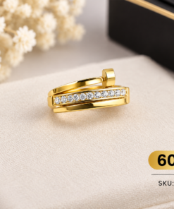 Premium Gold Stainless Steel Crystal Ring