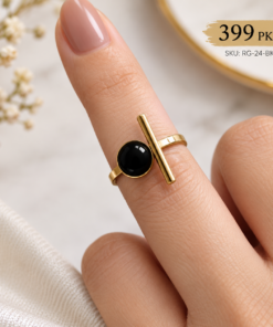 Black Stone Ring Premium 316L Stainless Steel Dual Roman Ring